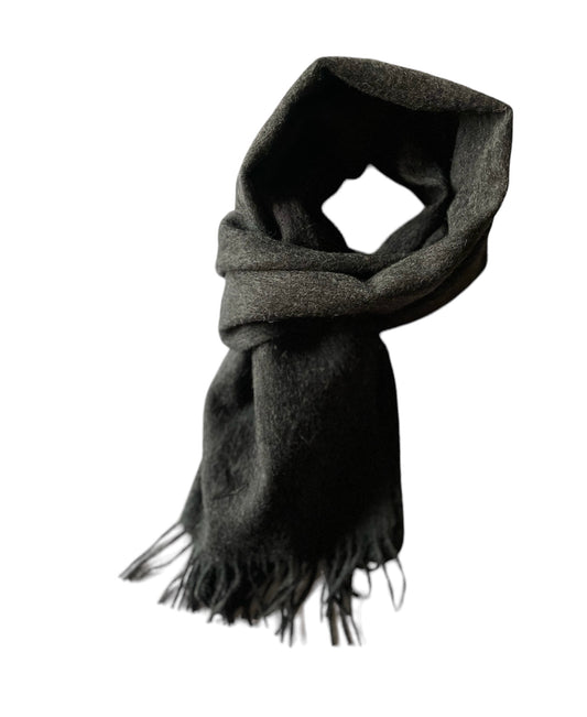 LAMBSWOOL SCARF CHARCOAL GREY WITH EMBROIDERED BLACK PHEASANT INSIGNIA