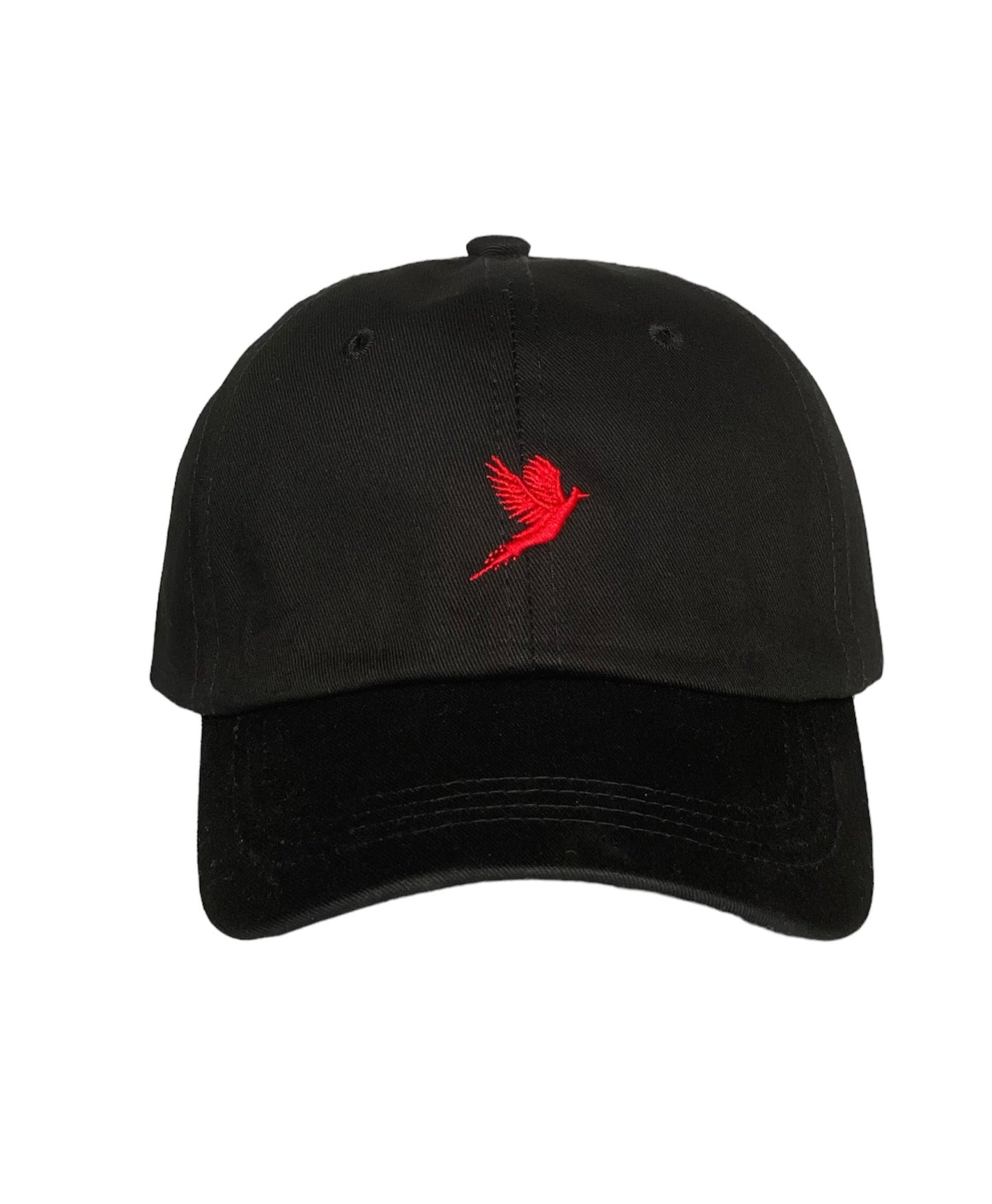 BASEBALL CAP BLACK WITH EMBROIDERED RED PHEASANT INSIGNIA