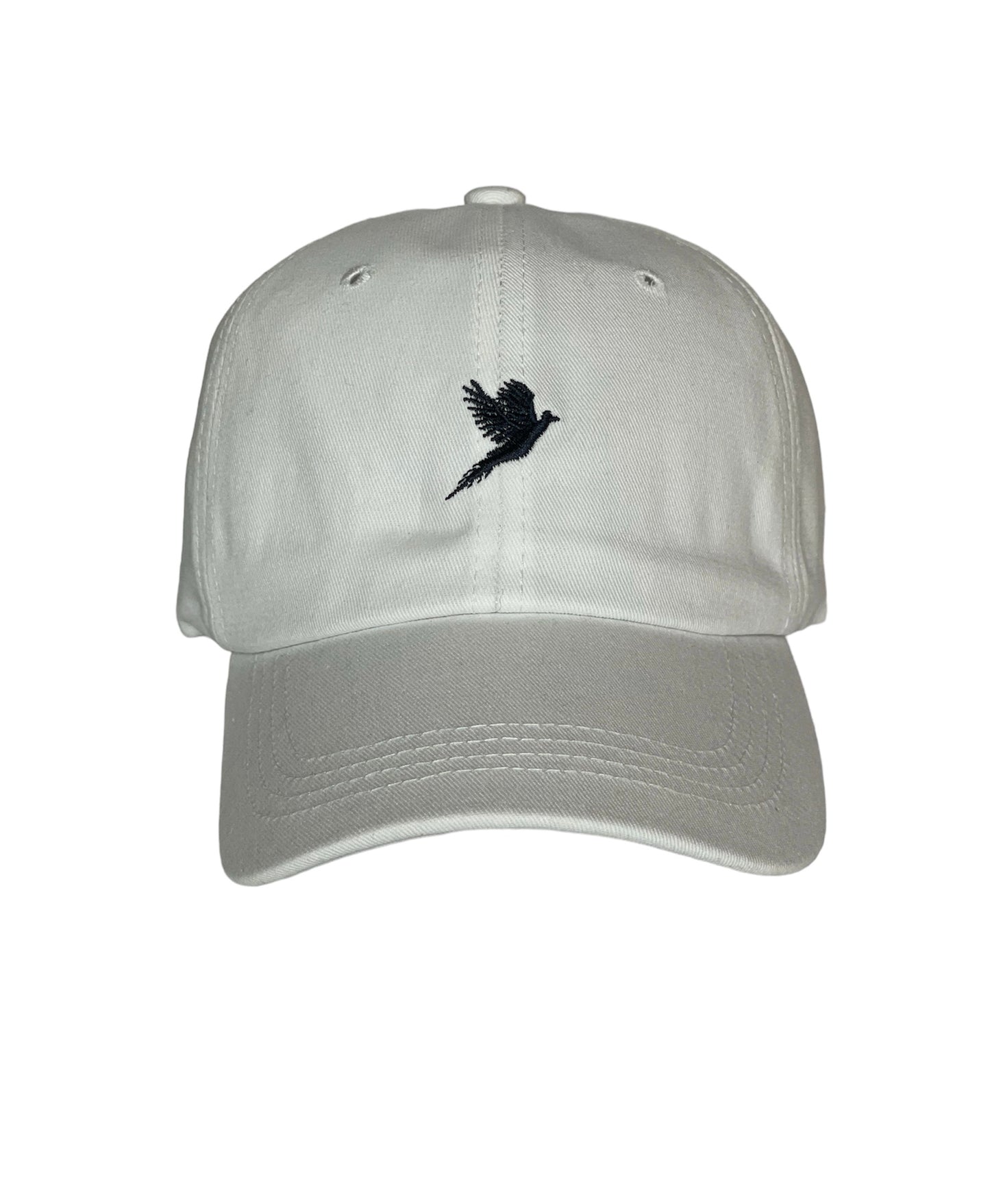 BASEBALL CAP WHITE WITH EMBROIDERED NAVY PHEASANT INSIGNIA