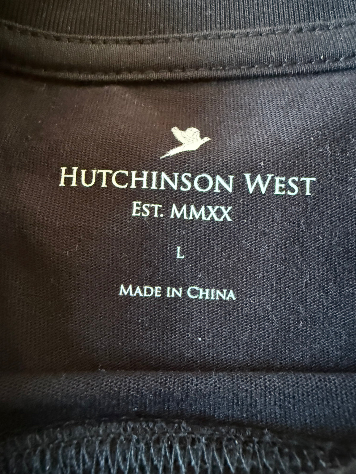 MEN'S BLACK T SHIRT WITH EMBROIDERED RED PHEASANT INSIGNIA