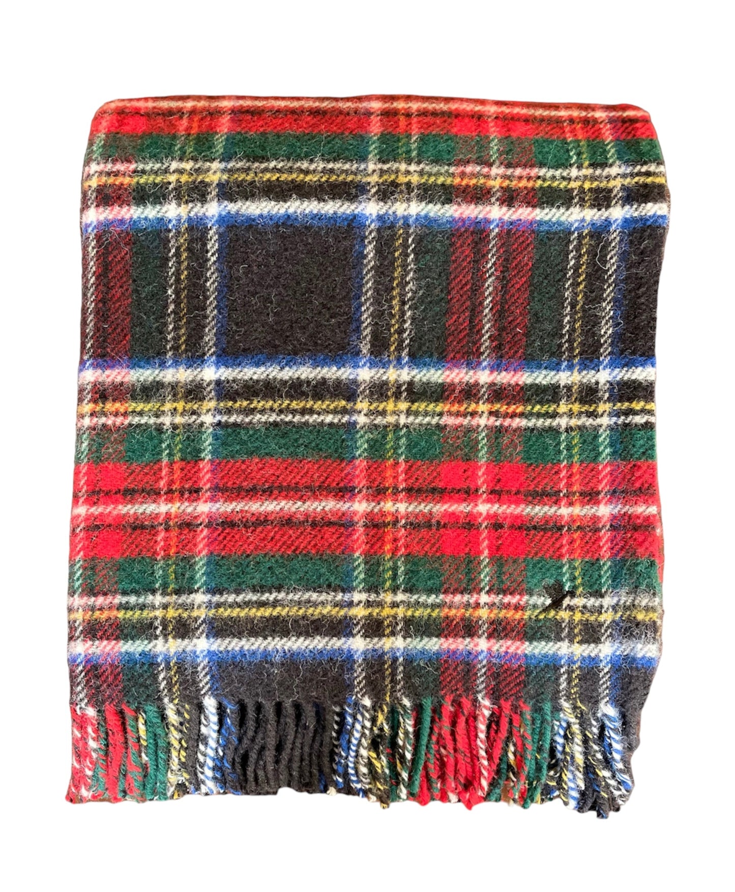 NEW WOOL TARTAN THROW - BLACK STEWART