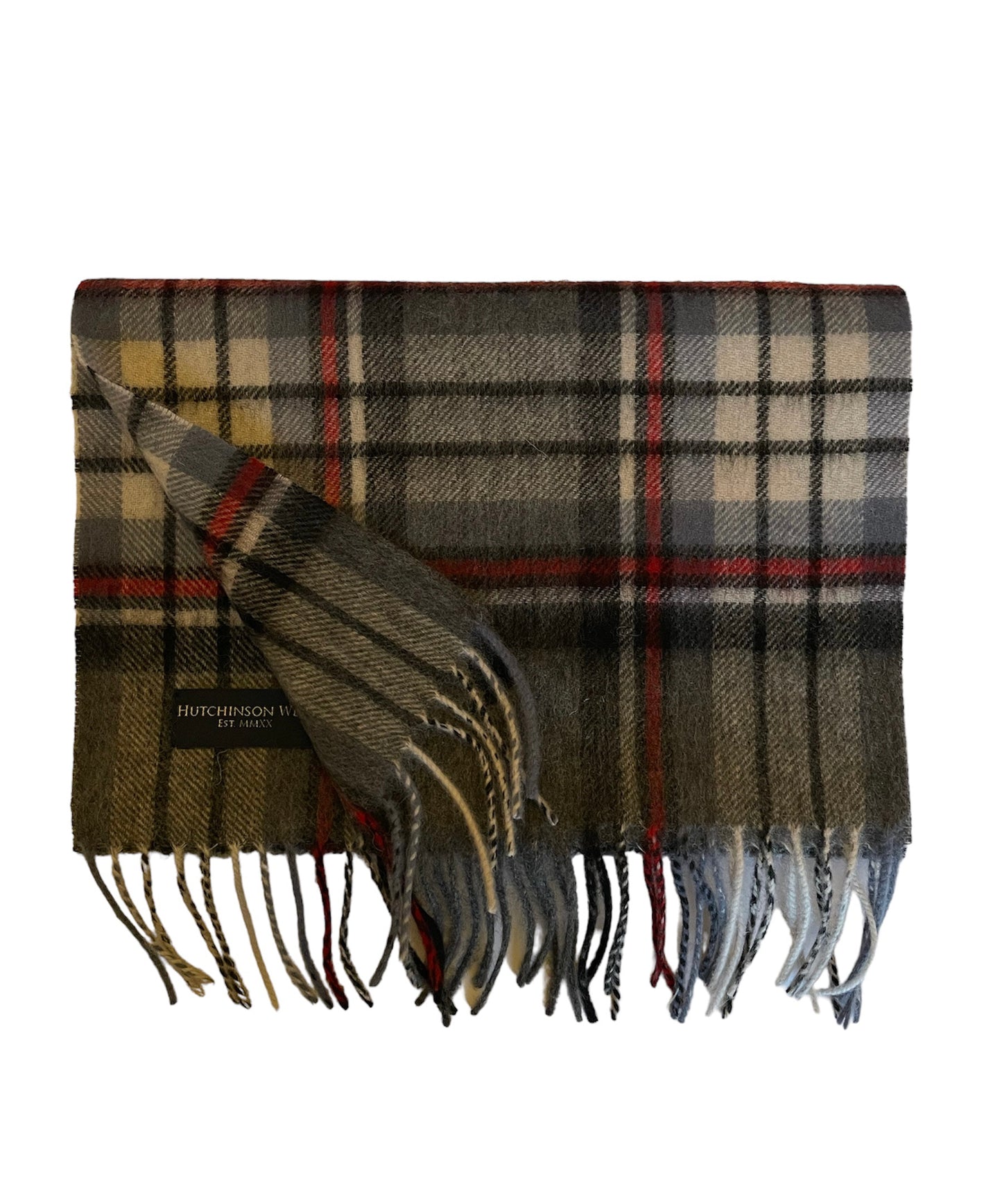 LAMBSWOOL SCARF GREY STEWART WITH EMBROIDERED BLACK PHEASANT INSIGNIA