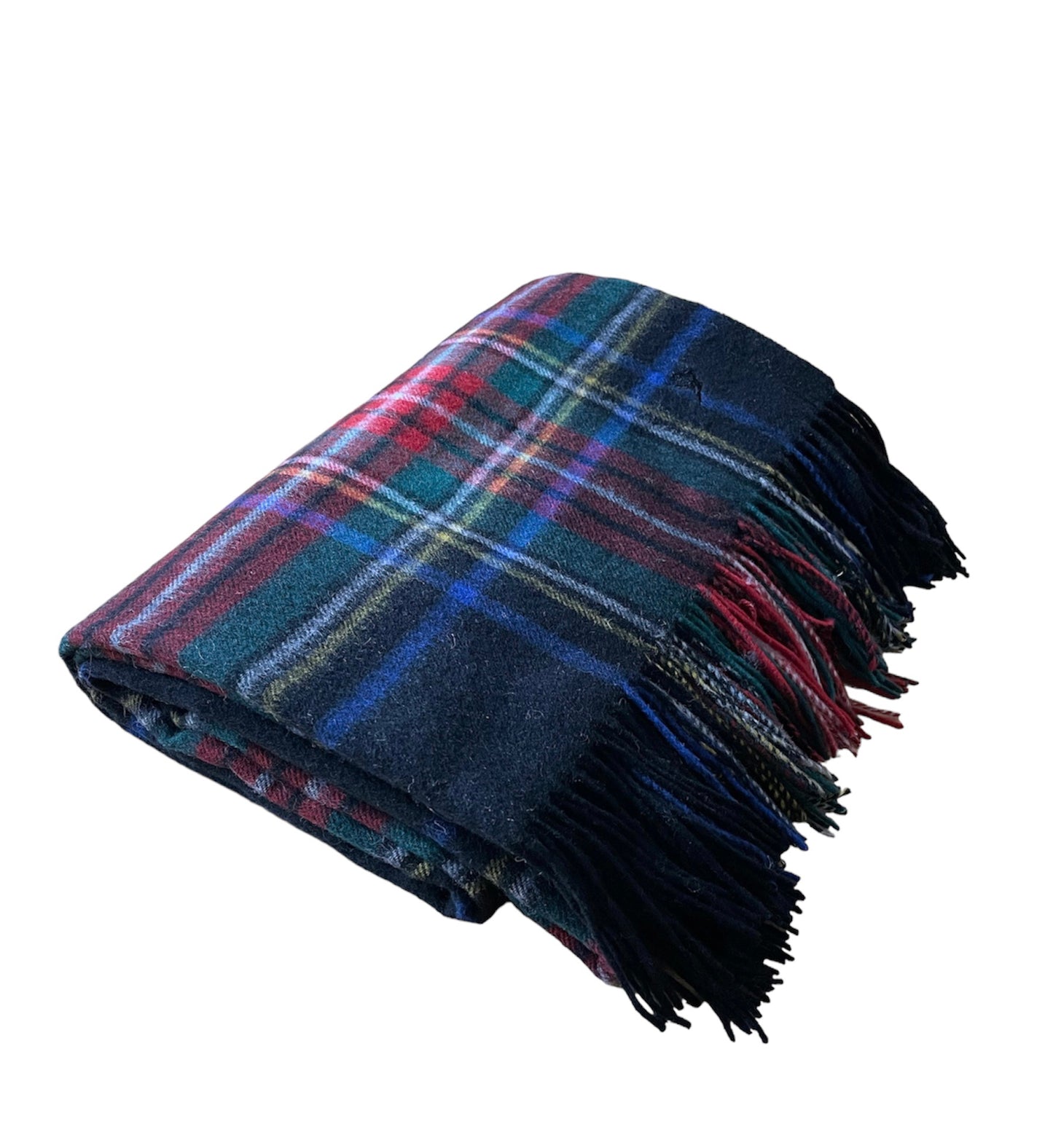 LAMBSWOOL TARTAN THROW - BLACK STEWART