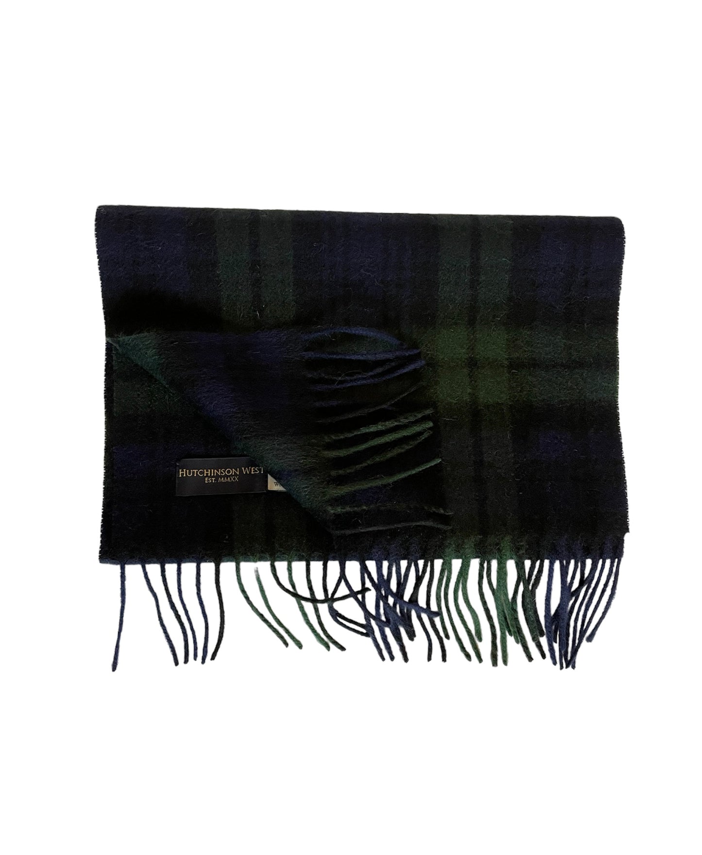 LAMBSWOOL SCARF BLACKWATCH WITH EMBROIDERED BLACK PHEASANT INSIGNIA