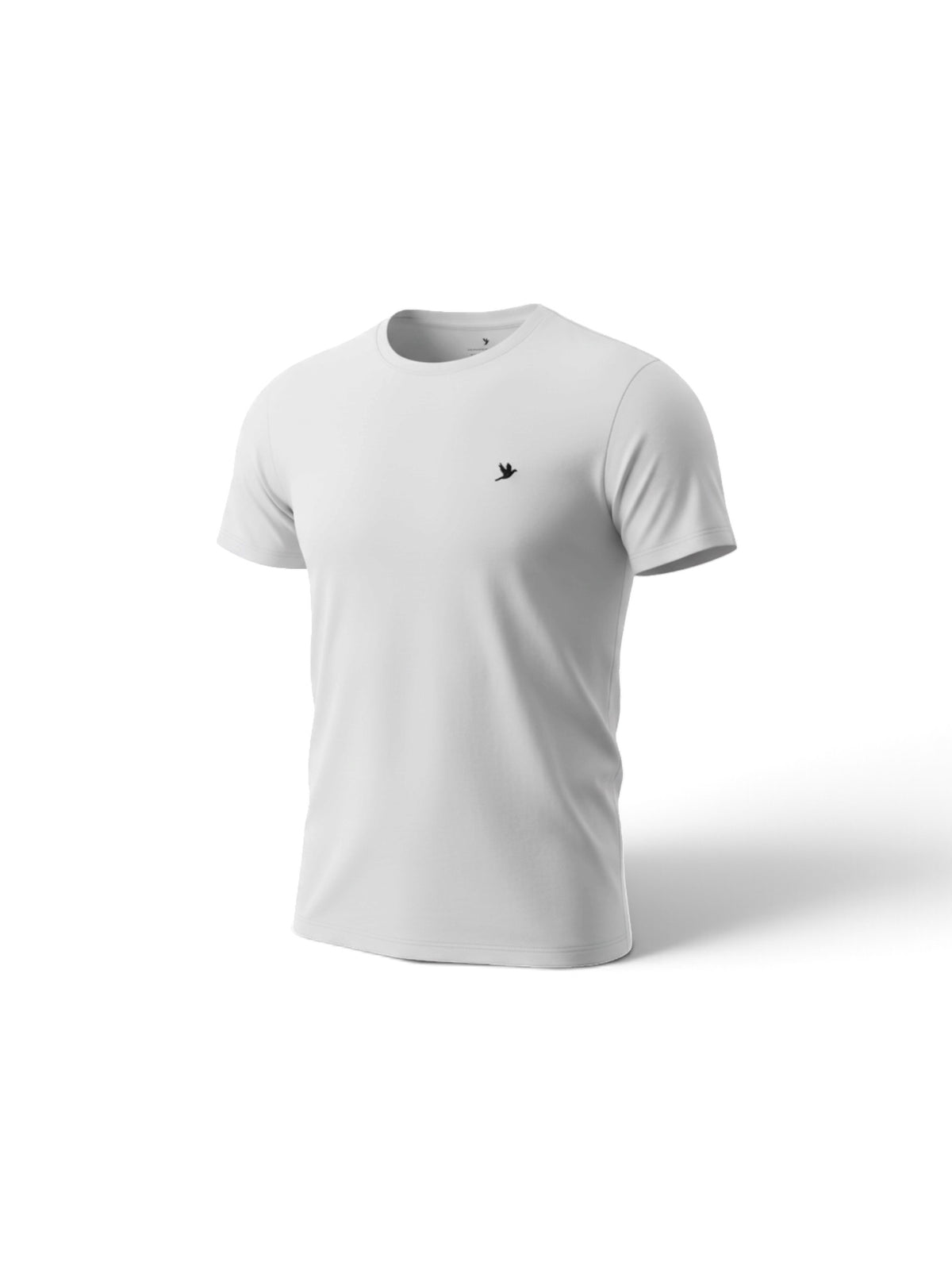 MEN'S WHITE T SHIRT WITH EMBROIDERED NAVY PHEASANT INSIGNIA