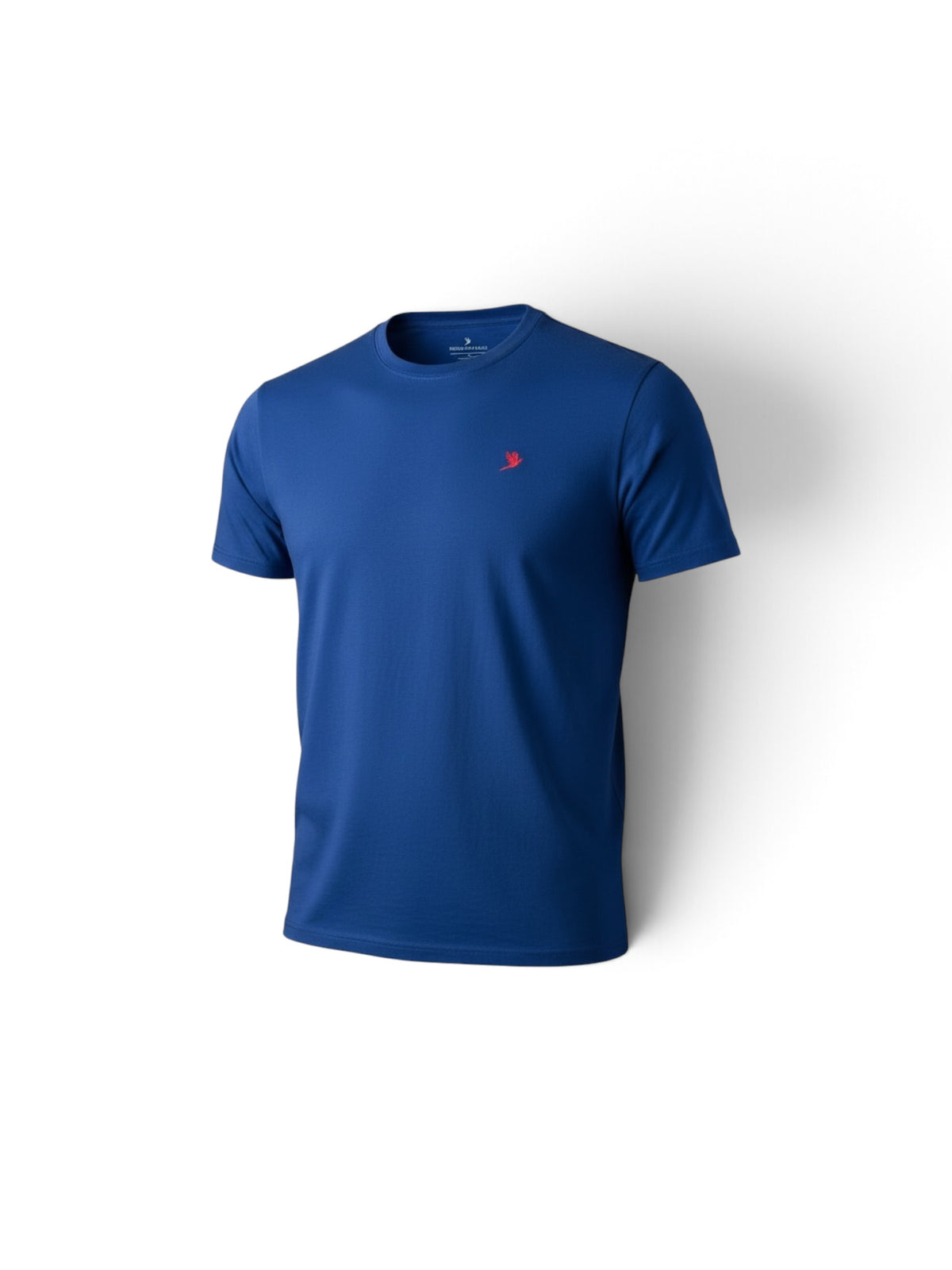 MEN'S NAVY T SHIRT WITH EMBROIDERED RED PHEASANT INSIGNIA