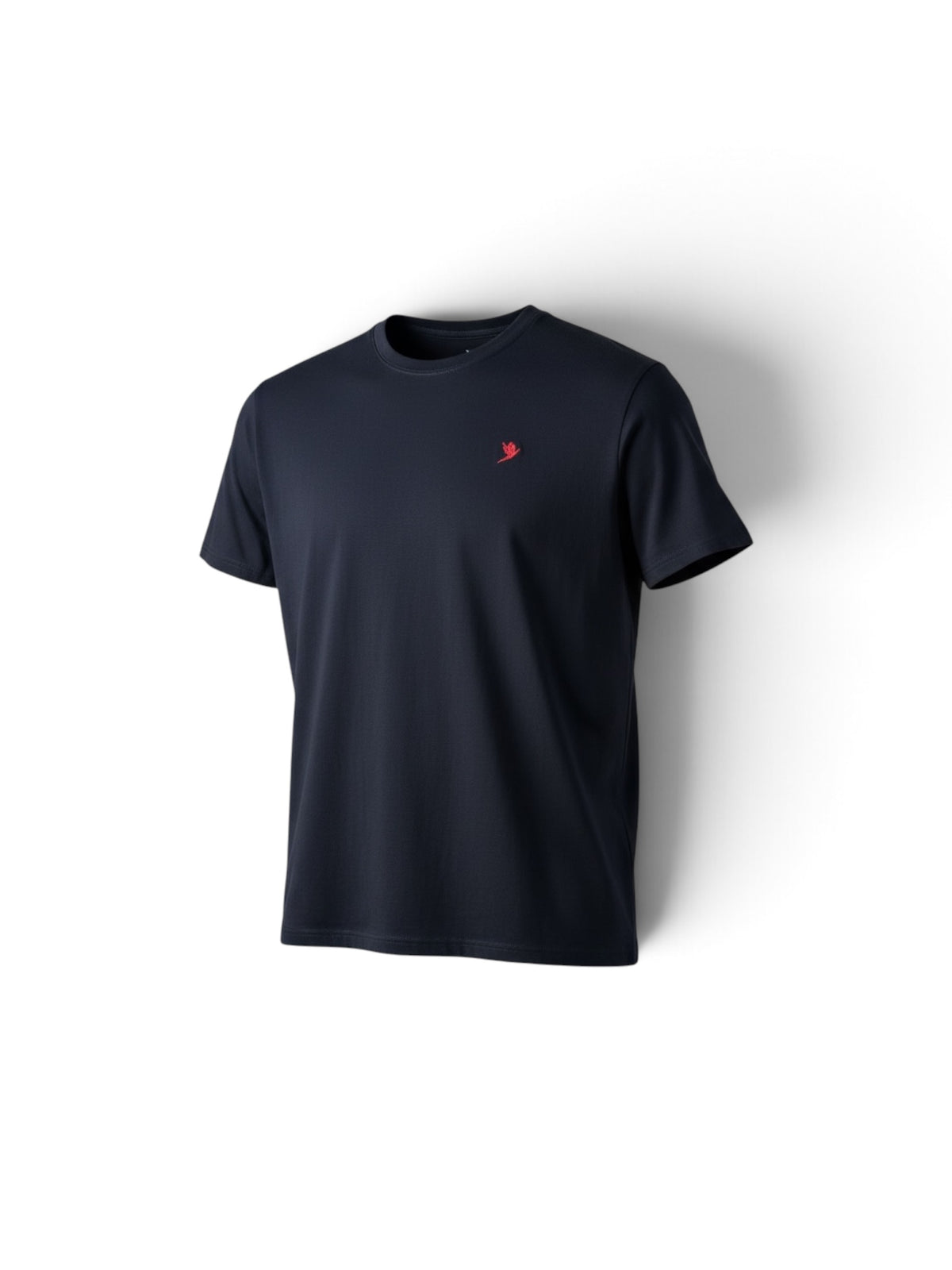 MEN'S BLACK T SHIRT WITH EMBROIDERED RED PHEASANT INSIGNIA